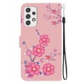 For Samsung Galaxy A23 Crystal Texture Colored Drawing Leather Phone Case(Cherry Blossoms)