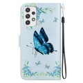For Samsung Galaxy A23 Crystal Texture Colored Drawing Leather Phone Case(Blue Pansies)