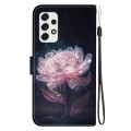 For Samsung Galaxy A53 5G Crystal Texture Colored Drawing Leather Phone Case(Purple Peony)