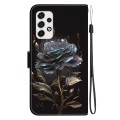For Samsung Galaxy A53 5G Crystal Texture Colored Drawing Leather Phone Case(Black Rose)