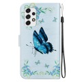 For Samsung Galaxy A53 5G Crystal Texture Colored Drawing Leather Phone Case(Blue Pansies)