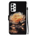 For Samsung Galaxy A73 5G Crystal Texture Colored Drawing Leather Phone Case(Gold Peony)