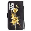 For Samsung Galaxy A73 5G Crystal Texture Colored Drawing Leather Phone Case(Gold Butterfly Rose)
