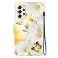 For Samsung Galaxy A73 5G Crystal Texture Colored Drawing Leather Phone Case(Gold Butterfly Epiphyll