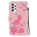 For Samsung Galaxy A73 5G Crystal Texture Colored Drawing Leather Phone Case(Cherry Blossoms)