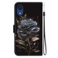 For Samsung Galaxy A03 Core Crystal Texture Colored Drawing Leather Phone Case(Black Rose)