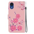 For Samsung Galaxy A03 Core Crystal Texture Colored Drawing Leather Phone Case(Cherry Blossoms)