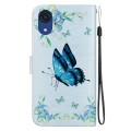 For Samsung Galaxy A03 Core Crystal Texture Colored Drawing Leather Phone Case(Blue Pansies)