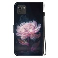 For Samsung Galaxy A03 166mm Crystal Texture Colored Drawing Leather Phone Case(Purple Peony)