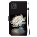 For Samsung Galaxy A03 166mm Crystal Texture Colored Drawing Leather Phone Case(Crystal Peony)