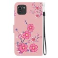 For Samsung Galaxy A03 166mm Crystal Texture Colored Drawing Leather Phone Case(Cherry Blossoms)
