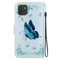 For Samsung Galaxy A03 166mm Crystal Texture Colored Drawing Leather Phone Case(Blue Pansies)