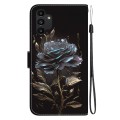 For Samsung Galaxy A13 4G Crystal Texture Colored Drawing Leather Phone Case(Black Rose)