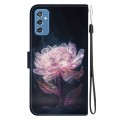 For Samsung Galaxy M52 5G Crystal Texture Colored Drawing Leather Phone Case(Purple Peony)