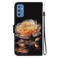 For Samsung Galaxy M52 5G Crystal Texture Colored Drawing Leather Phone Case(Gold Peony)