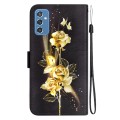 For Samsung Galaxy M52 5G Crystal Texture Colored Drawing Leather Phone Case(Gold Butterfly Rose)