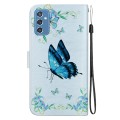 For Samsung Galaxy M52 5G Crystal Texture Colored Drawing Leather Phone Case(Blue Pansies)