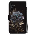 For Samsung Galaxy A13 5G Crystal Texture Colored Drawing Leather Phone Case(Black Rose)