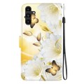 For Samsung Galaxy A13 5G Crystal Texture Colored Drawing Leather Phone Case(Gold Butterfly Epiphyll