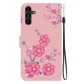 For Samsung Galaxy A13 5G Crystal Texture Colored Drawing Leather Phone Case(Cherry Blossoms)