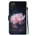 For Samsung Galaxy A03s US Version Crystal Texture Colored Drawing Leather Phone Case(Purple Peony)