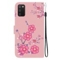 For Samsung Galaxy A03s US Version Crystal Texture Colored Drawing Leather Phone Case(Cherry Blossom