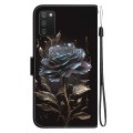 For Samsung Galaxy A03s EU Version Crystal Texture Colored Drawing Leather Phone Case(Black Rose)