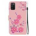 For Samsung Galaxy A03s EU Version Crystal Texture Colored Drawing Leather Phone Case(Cherry Blossom