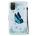 For Samsung Galaxy A03s EU Version Crystal Texture Colored Drawing Leather Phone Case(Blue Pansies)