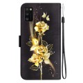For Samsung Galaxy A41 Crystal Texture Colored Drawing Leather Phone Case(Gold Butterfly Rose)