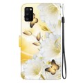 For Samsung Galaxy A41 Crystal Texture Colored Drawing Leather Phone Case(Gold Butterfly Epiphyllum)