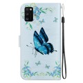 For Samsung Galaxy A41 Crystal Texture Colored Drawing Leather Phone Case(Blue Pansies)
