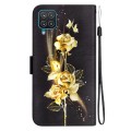 For Samsung Galaxy A22 4G Crystal Texture Colored Drawing Leather Phone Case(Gold Butterfly Rose)