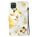 For Samsung Galaxy A22 4G Crystal Texture Colored Drawing Leather Phone Case(Gold Butterfly Epiphyll