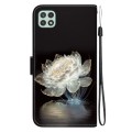 For Samsung Galaxy A22 5G Crystal Texture Colored Drawing Leather Phone Case(Crystal Peony)