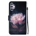 For Samsung Galaxy A32 4G Crystal Texture Colored Drawing Leather Phone Case(Purple Peony)