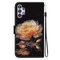 For Samsung Galaxy A32 4G Crystal Texture Colored Drawing Leather Phone Case(Gold Peony)