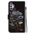 For Samsung Galaxy A32 4G Crystal Texture Colored Drawing Leather Phone Case(Black Rose)