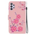 For Samsung Galaxy A32 4G Crystal Texture Colored Drawing Leather Phone Case(Cherry Blossoms)