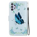 For Samsung Galaxy A32 4G Crystal Texture Colored Drawing Leather Phone Case(Blue Pansies)