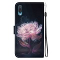 For Samsung Galaxy A02 / M02 Indian Crystal Texture Colored Drawing Leather Phone Case(Purple Peony)