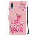 For Samsung Galaxy A02 / M02 Indian Crystal Texture Colored Drawing Leather Phone Case(Cherry Blosso