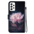 For Samsung Galaxy A72 5G / 4G Crystal Texture Colored Drawing Leather Phone Case(Purple Peony)