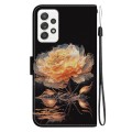 For Samsung Galaxy A72 5G / 4G Crystal Texture Colored Drawing Leather Phone Case(Gold Peony)