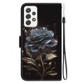 For Samsung Galaxy A72 5G / 4G Crystal Texture Colored Drawing Leather Phone Case(Black Rose)