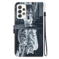 For Samsung Galaxy A72 5G / 4G Crystal Texture Colored Drawing Leather Phone Case(Cat Tiger Reflecti