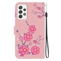 For Samsung Galaxy A72 5G / 4G Crystal Texture Colored Drawing Leather Phone Case(Cherry Blossoms)