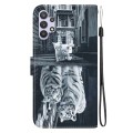 For Samsung Galaxy A32 5G Crystal Texture Colored Drawing Leather Phone Case(Cat Tiger Reflection)