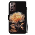 For Samsung Galaxy Note20 Ultra Crystal Texture Colored Drawing Leather Phone Case(Gold Peony)