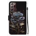 For Samsung Galaxy Note20 Ultra Crystal Texture Colored Drawing Leather Phone Case(Black Rose)